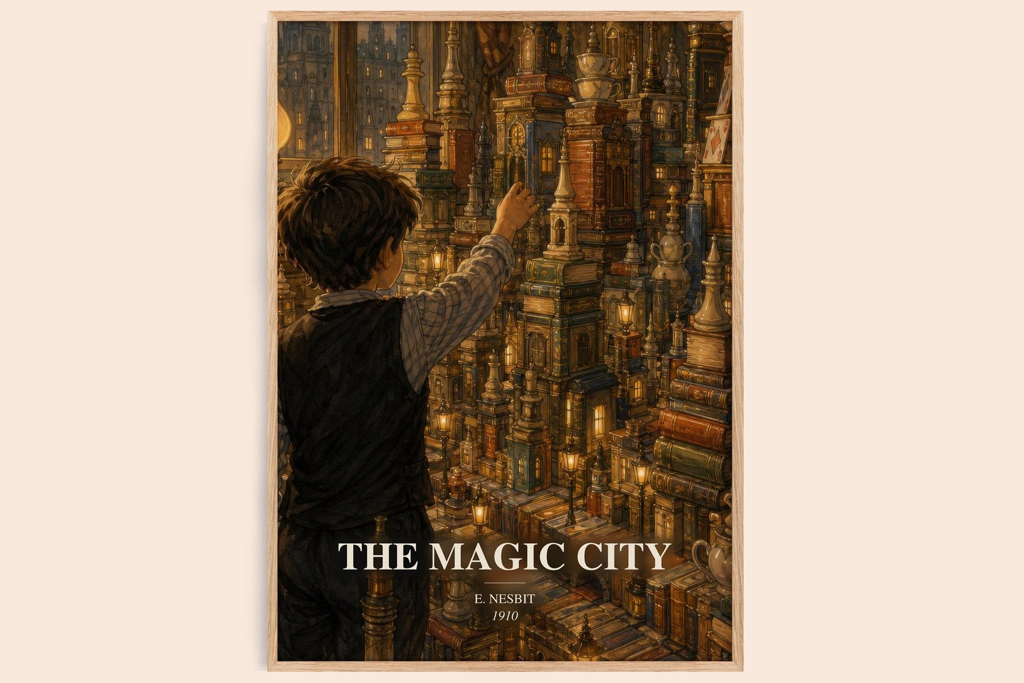 The Magic City watercolour book poster by E. Nesbit – framed literary art print