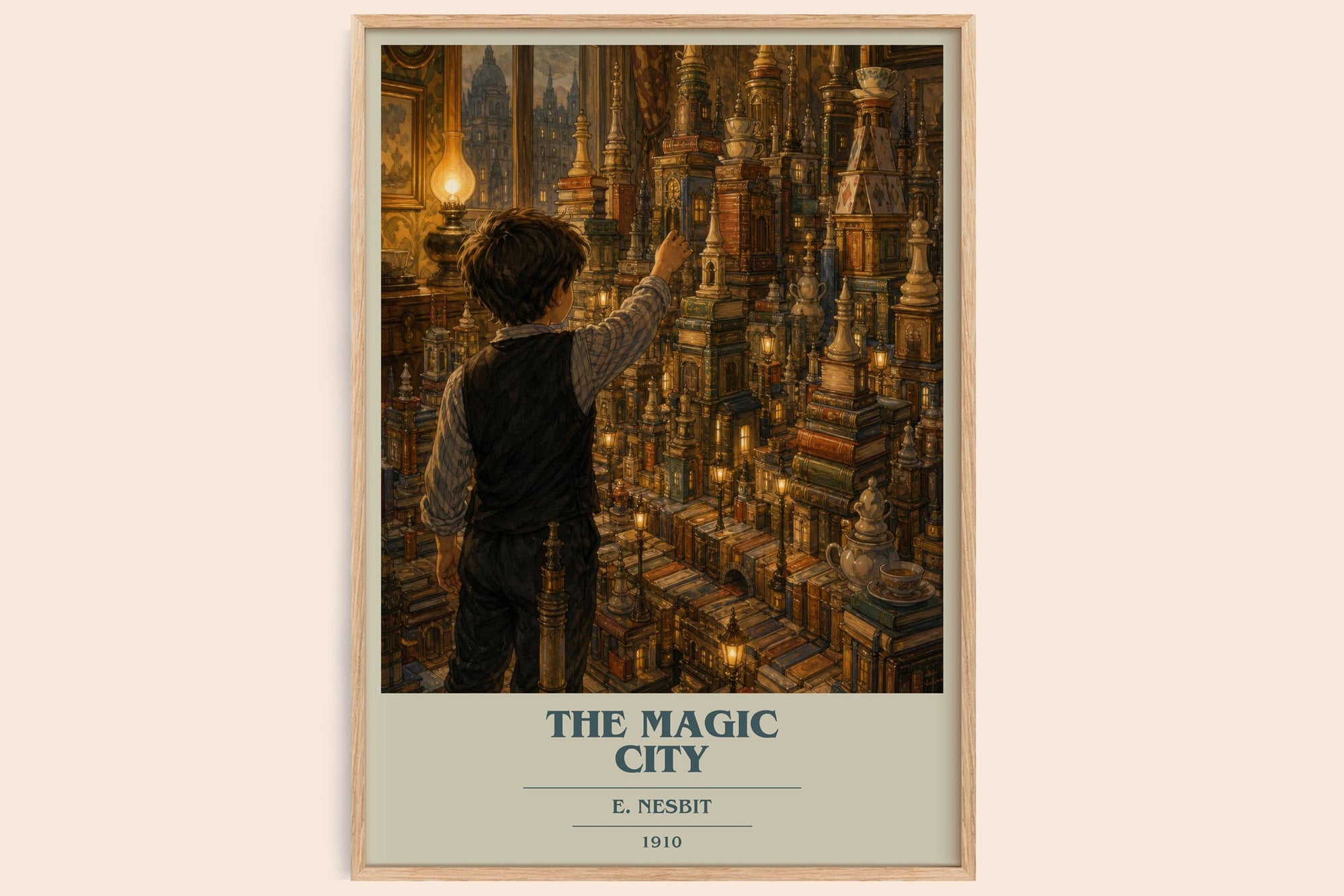 The Magic City book cover book poster by E. Nesbit – framed literary art print
