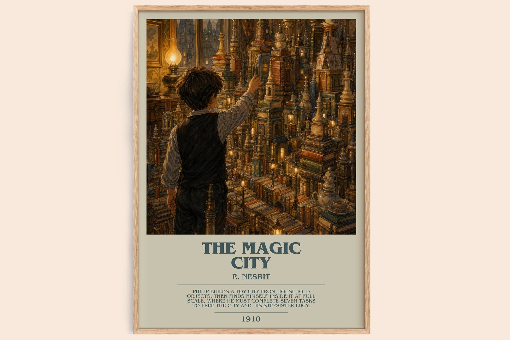 The Magic City bookish book poster by E. Nesbit – framed literary art print
