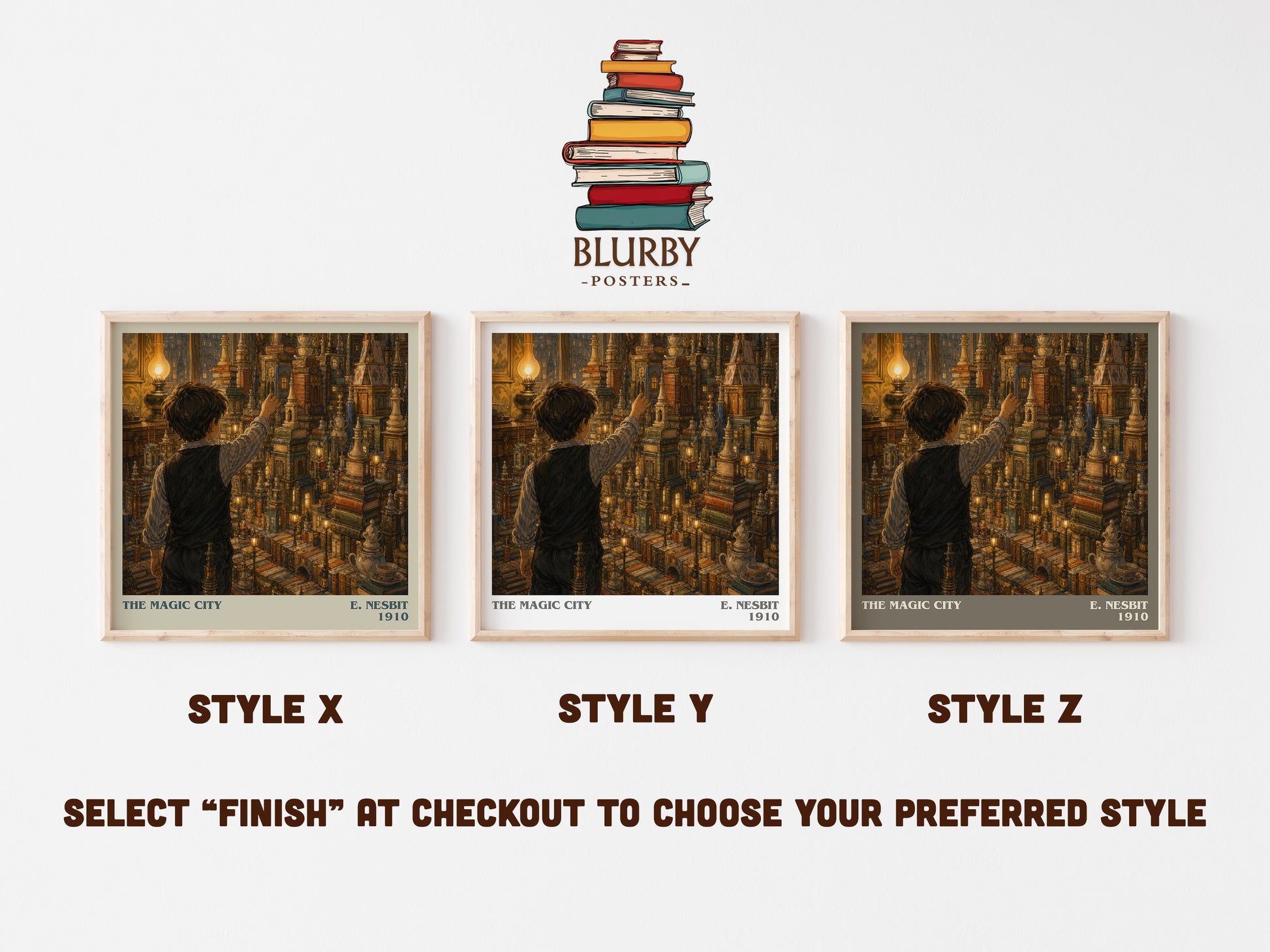 The Magic City literary print in frame leaning in hallway – childrens wall art