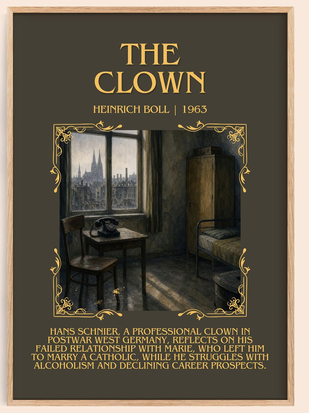 The Clown Minimalist Book Poster by Heinrich Böll – book poster
