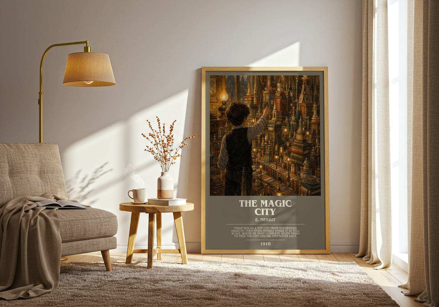 The Magic City bookish print on bookshelf – E. Nesbit fan gift