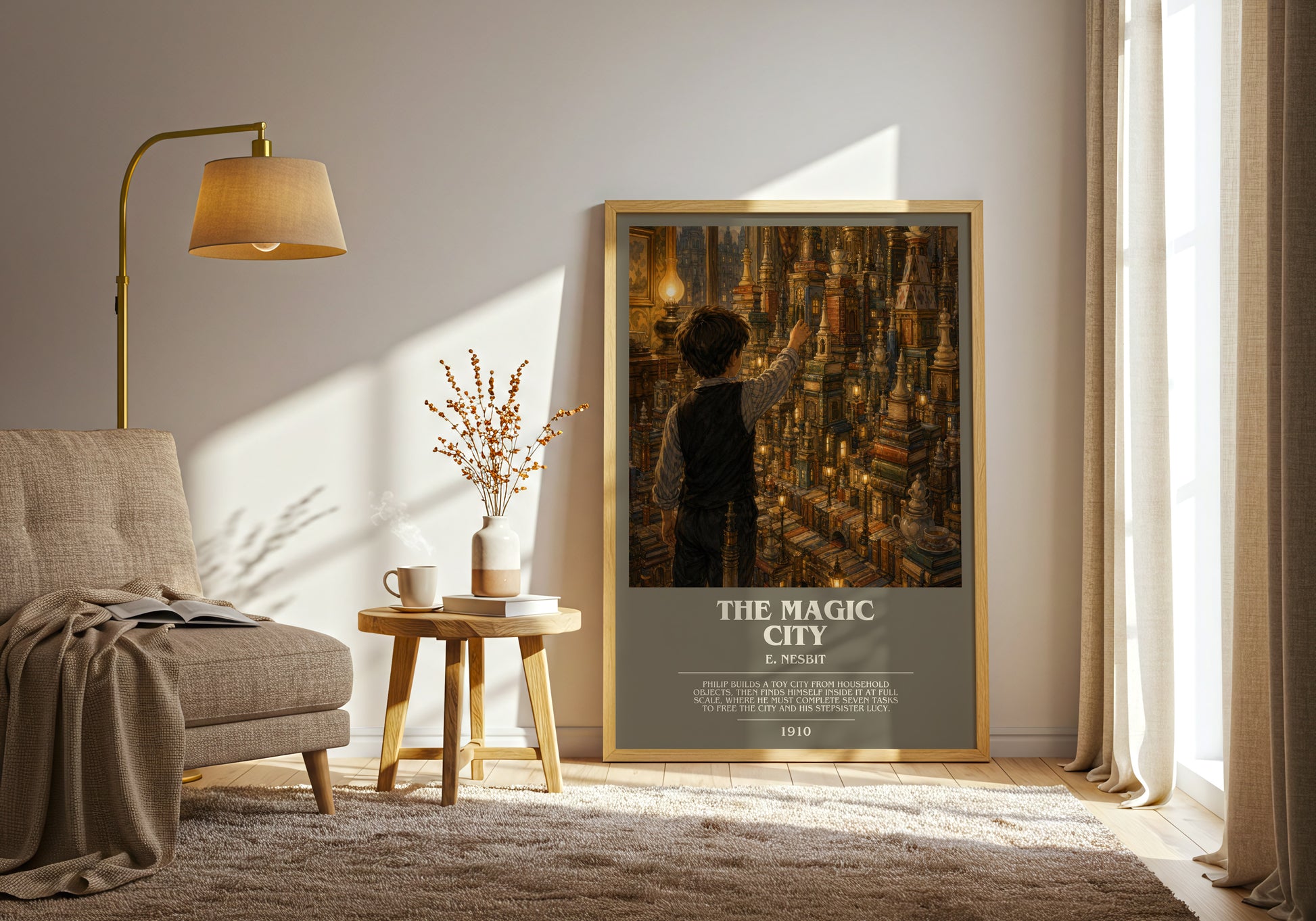 The Magic City bookish print on bookshelf – E. Nesbit fan gift