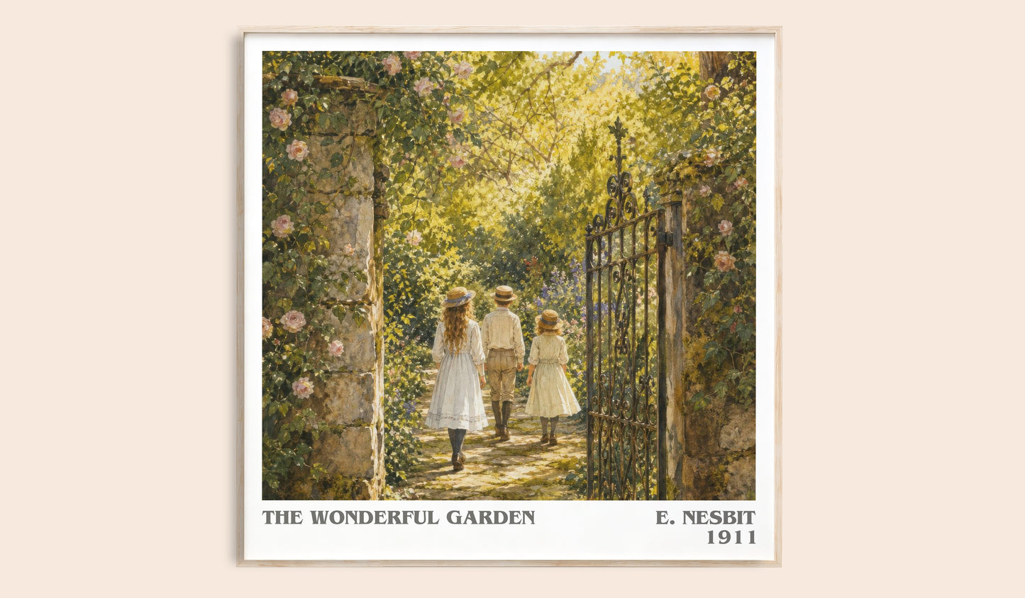 The Wonderful Garden literary book poster by E. Nesbit – framed literary art print