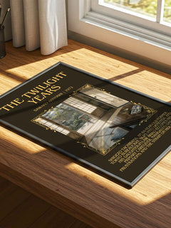 The Twilight Years Minimalist Book Poster by Sawako Ariyoshi – print on a sunlit desk