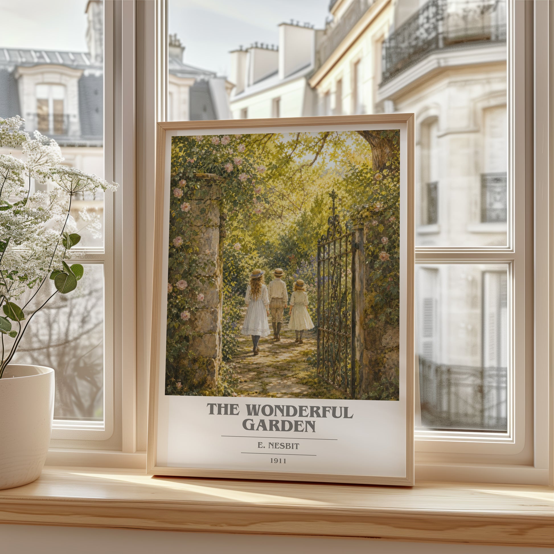 The Wonderful Garden book cover poster colour and style options – E. Nesbit book art