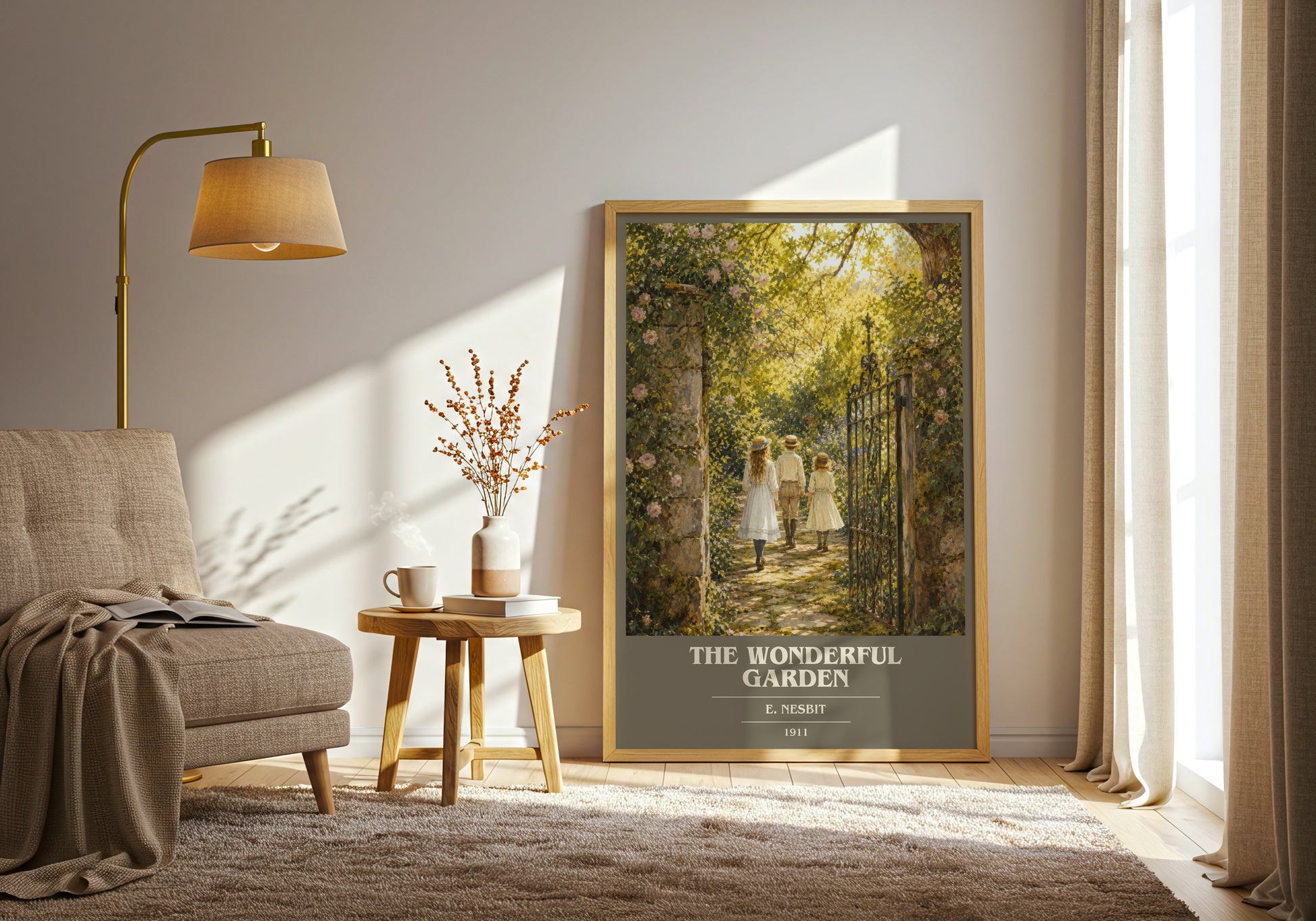 The Wonderful Garden book cover print on bookshelf – E. Nesbit fan gift