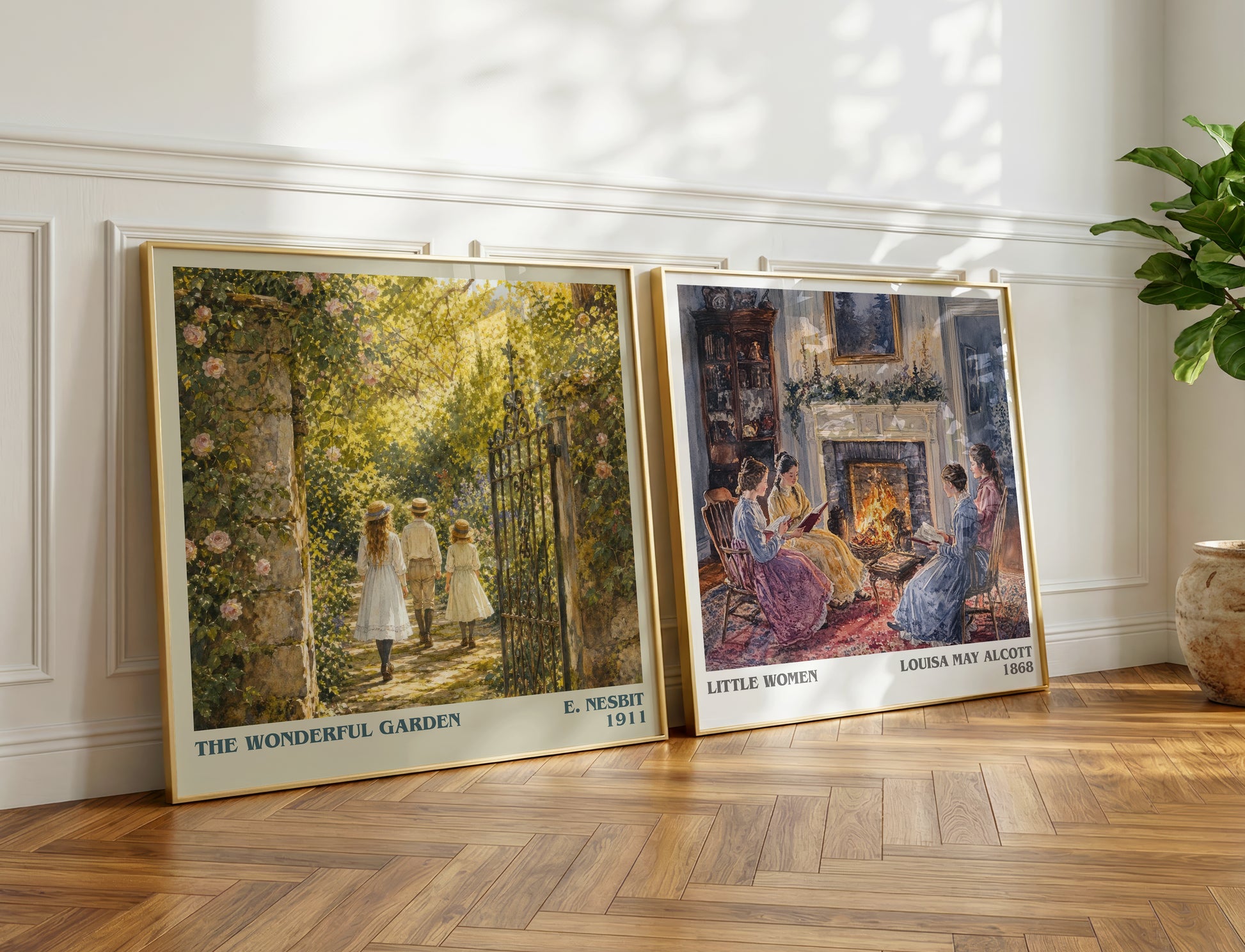 The Wonderful Garden literary print on bookshelf – E. Nesbit fan gift
