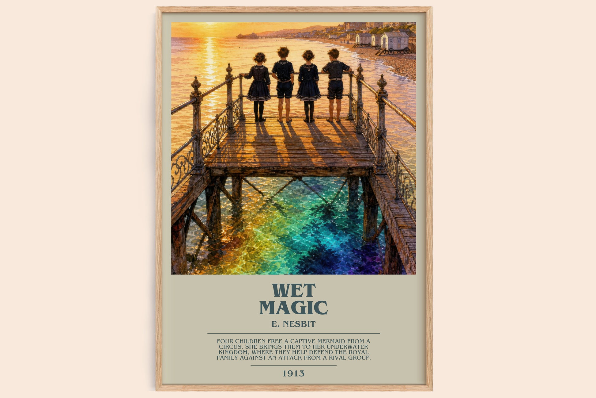 Wet Magic bookish book poster by E. Nesbit – framed literary art print