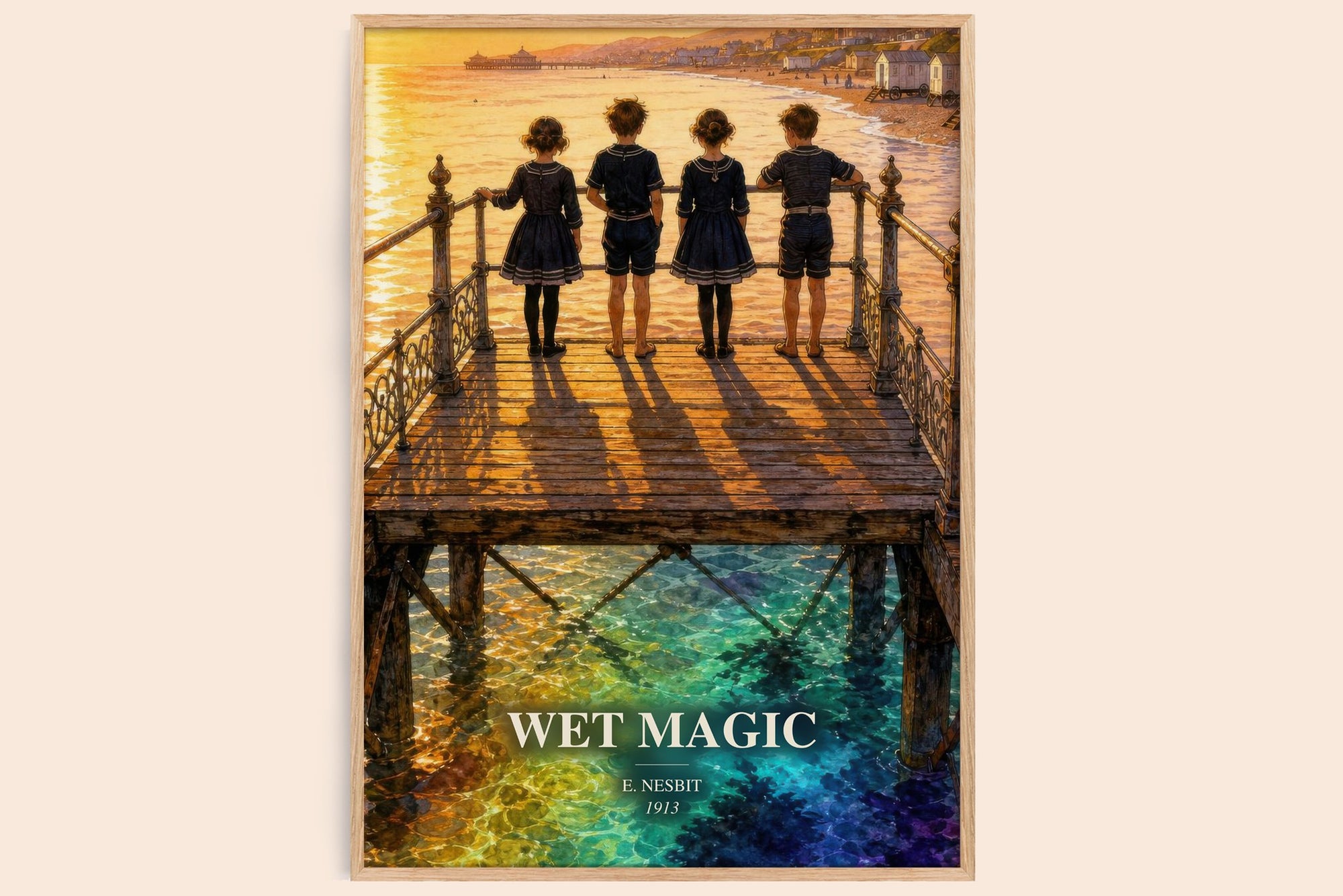 Wet Magic watercolour book poster by E. Nesbit – framed literary art print