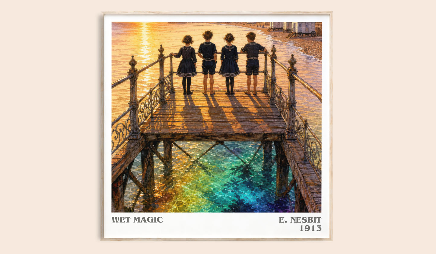 Wet Magic literary book poster by E. Nesbit – framed literary art print