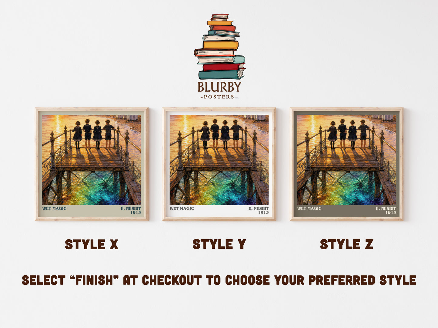 Wet Magic literary print in frame leaning in hallway – childrens wall art