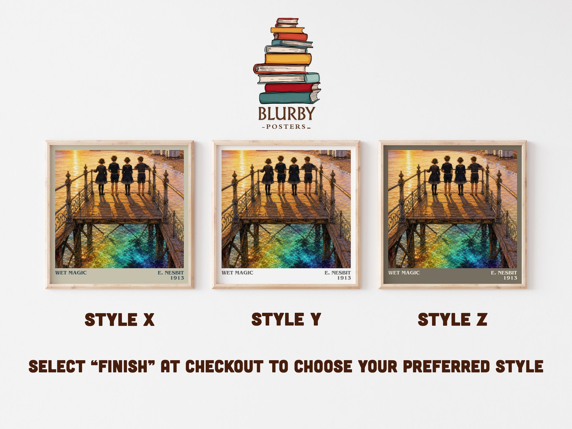 Wet Magic literary print in frame leaning in hallway – childrens wall art