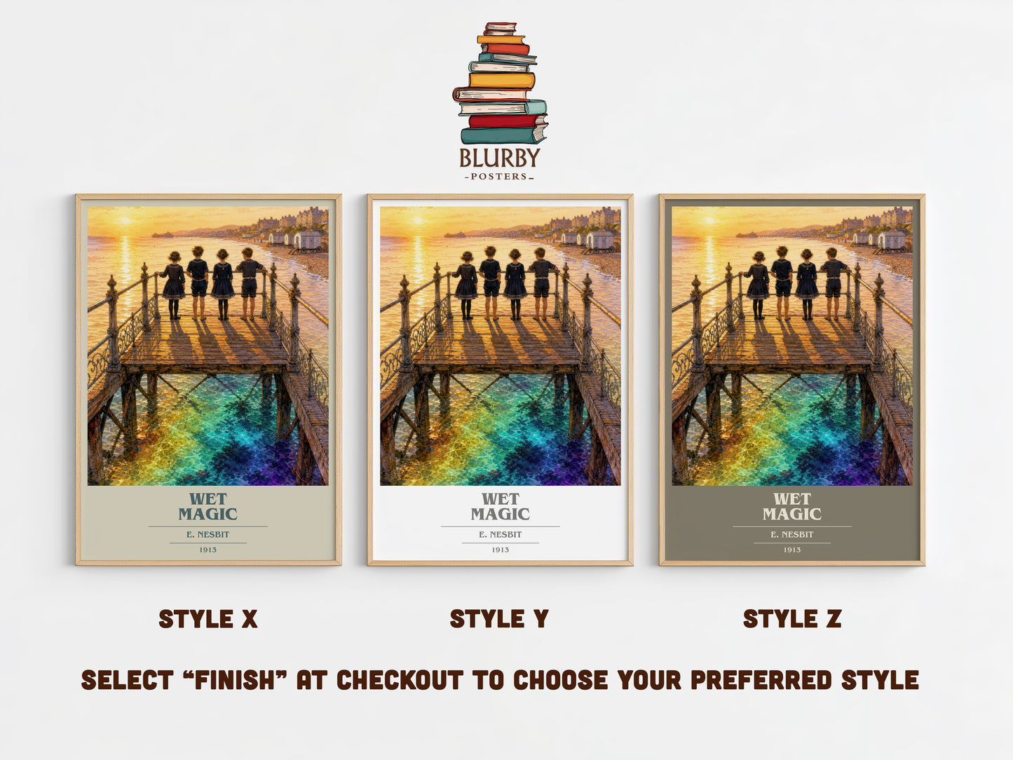 Wet Magic book cover print in frame leaning in hallway – childrens wall art