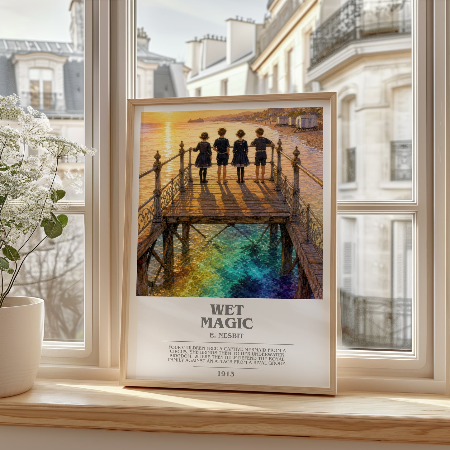 Wet Magic bookish poster colour and style options – E. Nesbit book art