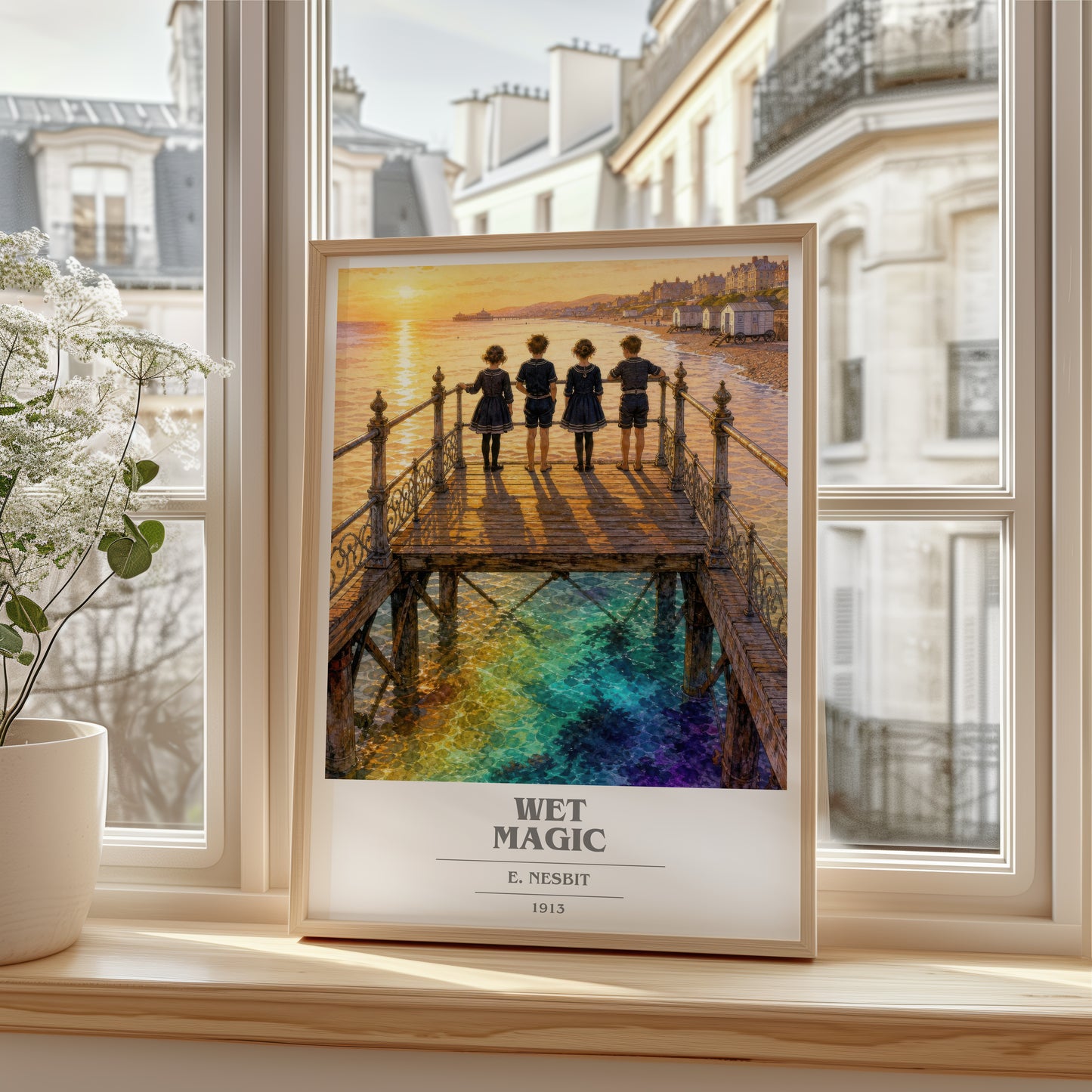 Wet Magic book cover poster colour and style options – E. Nesbit book art