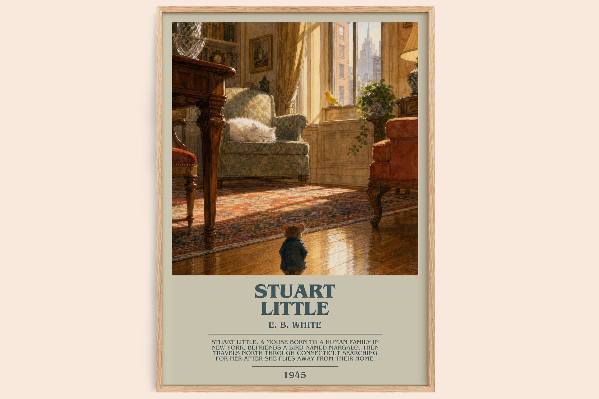 Stuart Little bookish book poster by E. B. White – framed literary art print