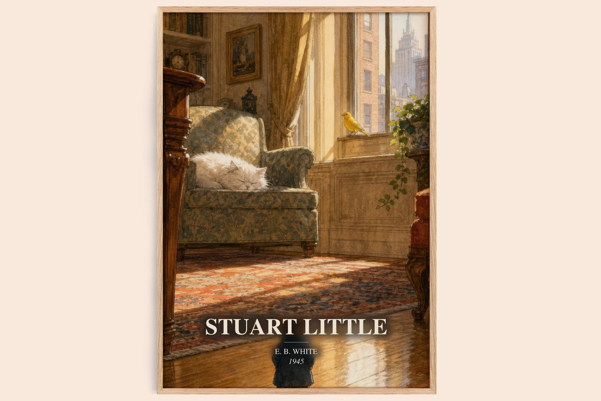 Stuart Little watercolour book poster by E. B. White – framed literary art print
