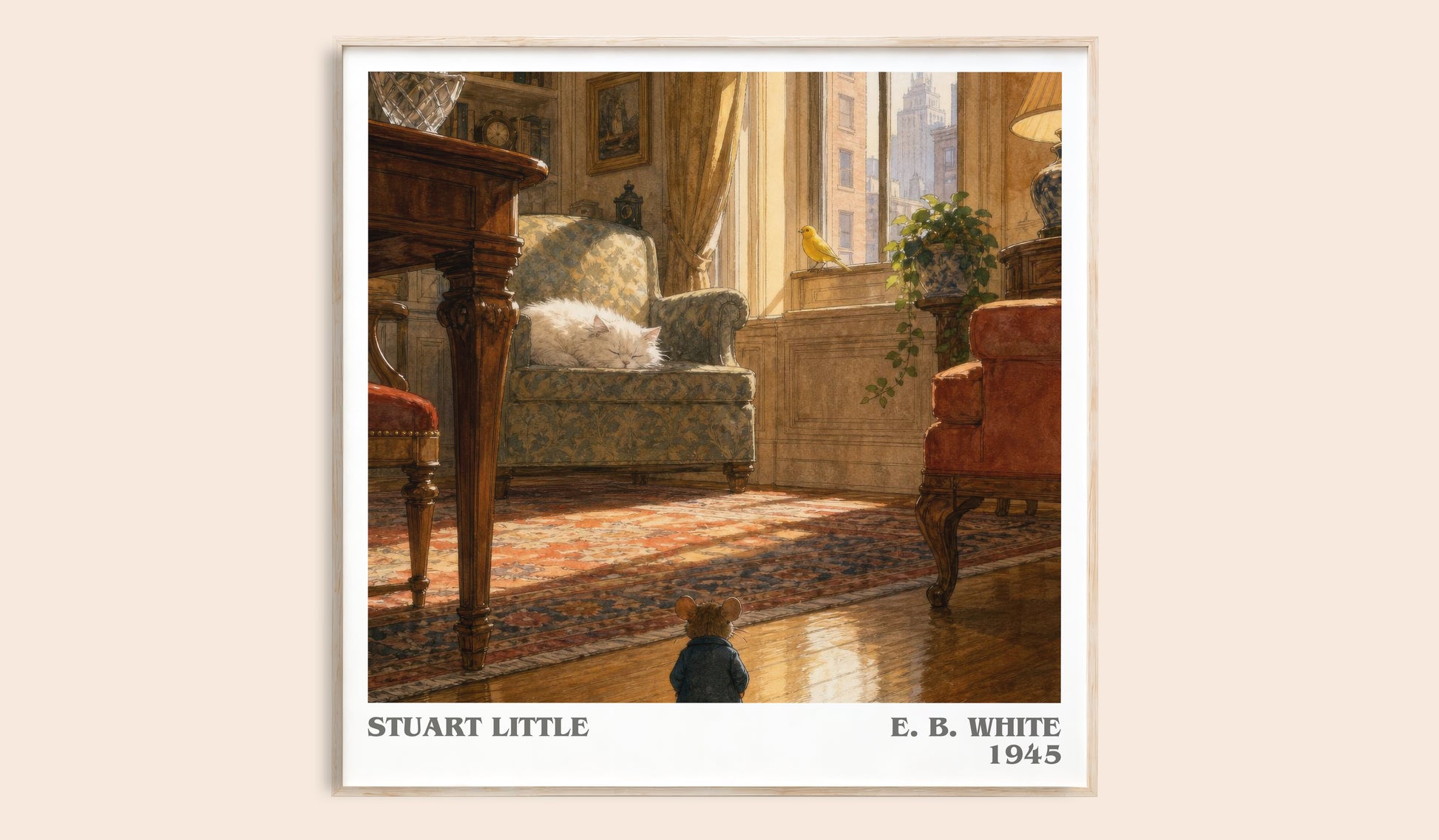 Stuart Little literary book poster by E. B. White – framed literary art print