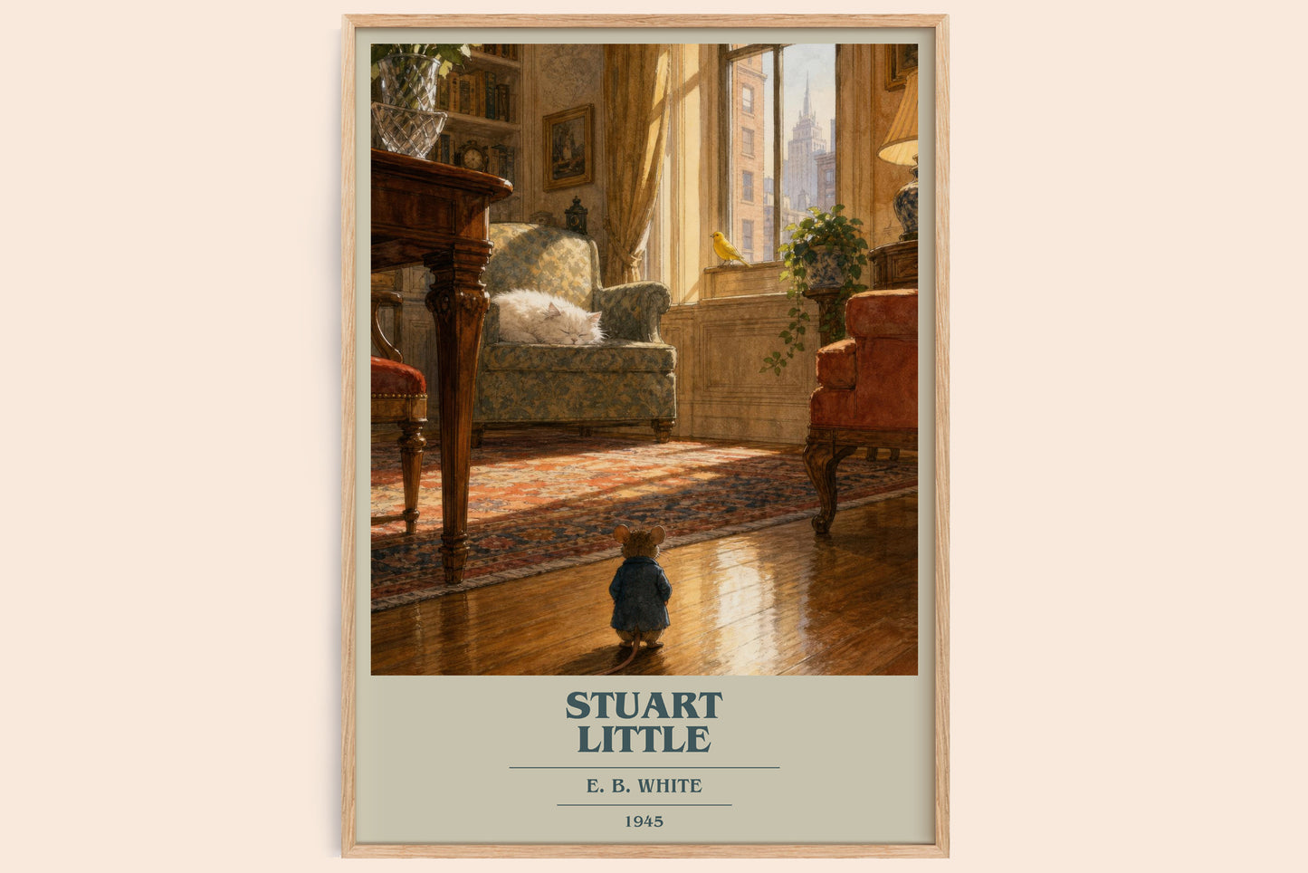 Stuart Little book cover book poster by E. B. White – framed literary art print