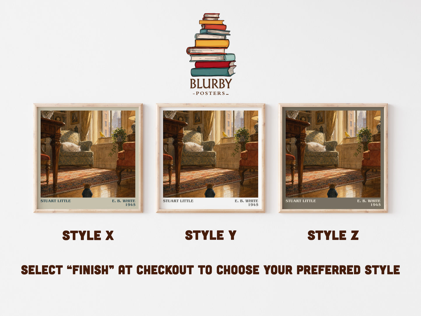 Stuart Little literary print in frame leaning in hallway – childrens wall art