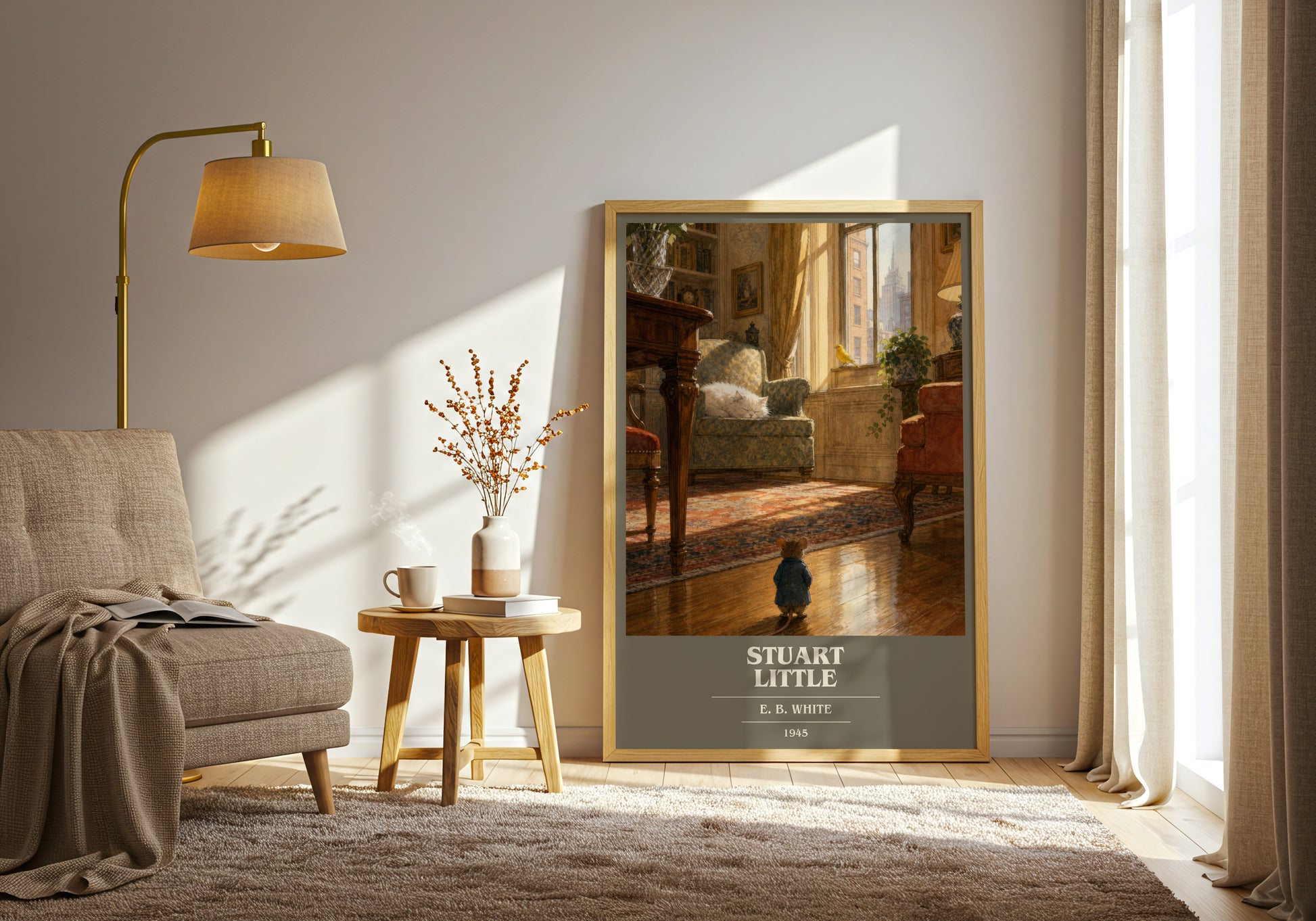 Stuart Little book cover print on bookshelf – E. B. White fan gift