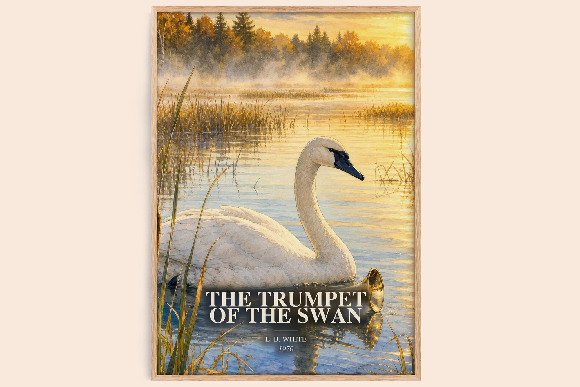 The Trumpet Of The Swan watercolour book poster by E. B. White – framed literary art print