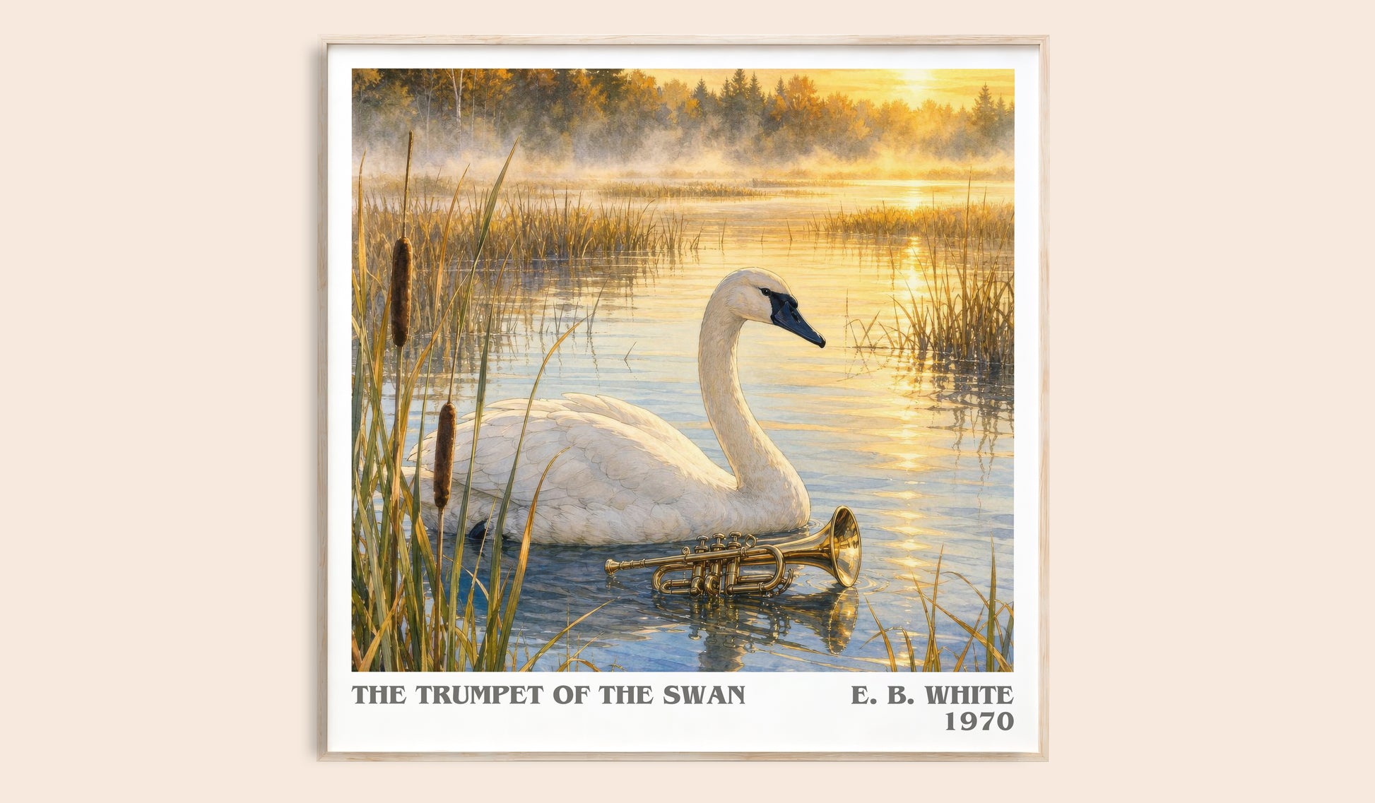 The Trumpet Of The Swan literary book poster by E. B. White – framed literary art print