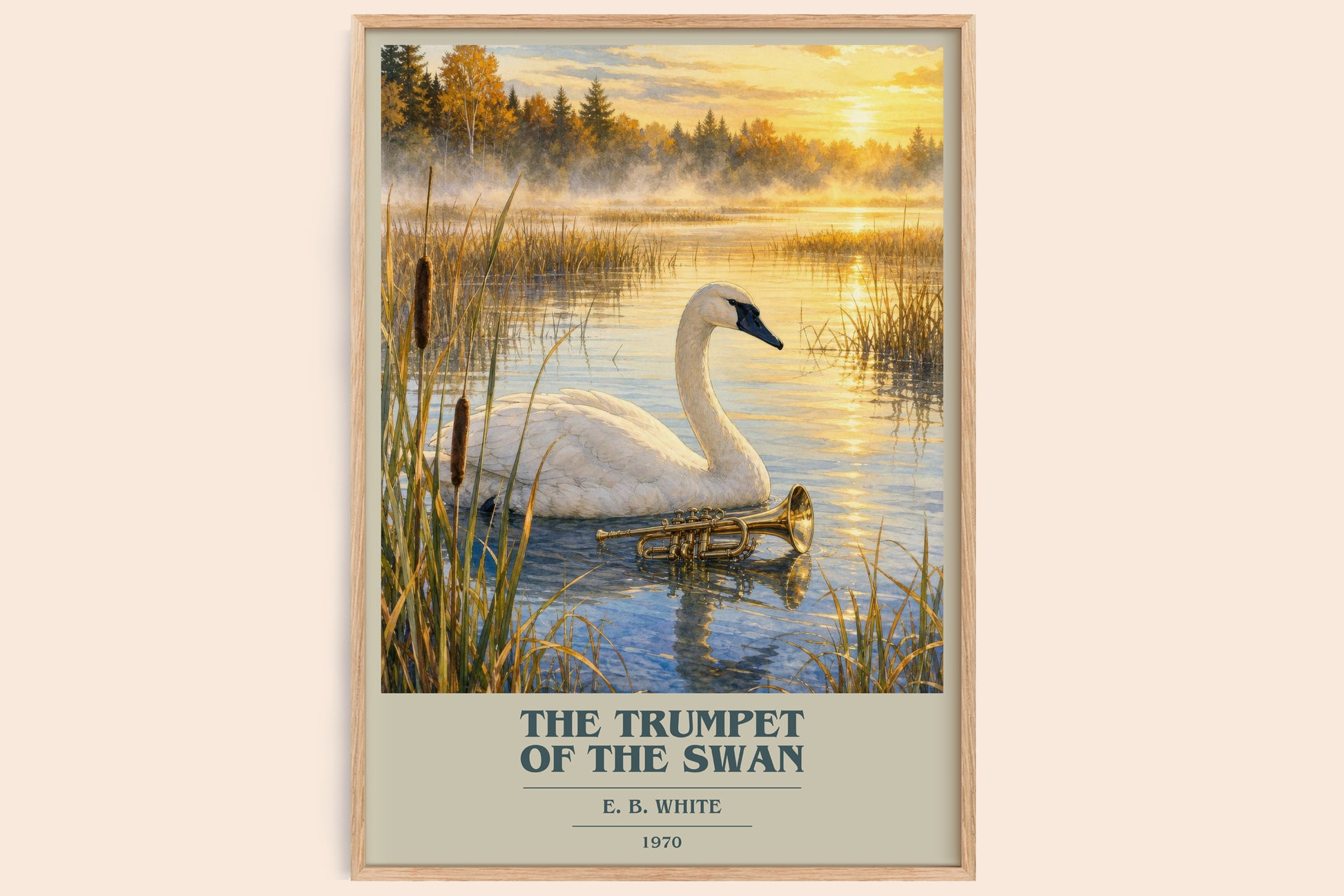 The Trumpet Of The Swan book cover book poster by E. B. White – framed literary art print
