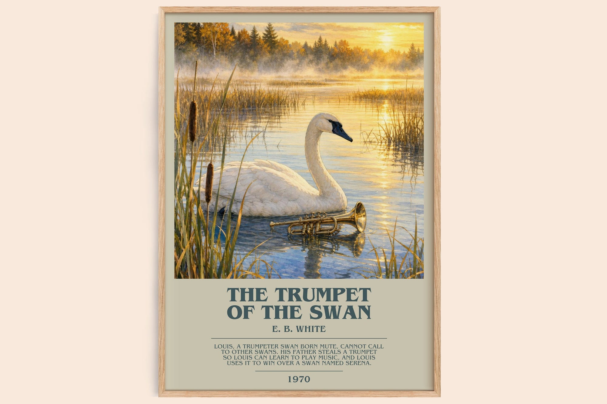 The Trumpet Of The Swan bookish book poster by E. B. White – framed literary art print