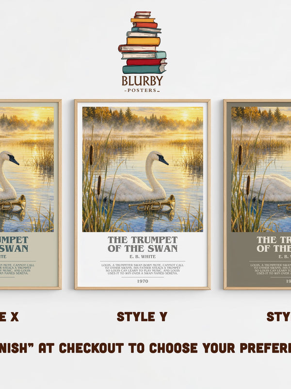 The Trumpet Of The Swan bookish print in frame leaning in hallway – childrens wall art