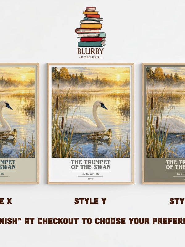 The Trumpet Of The Swan book cover print in frame leaning in hallway – childrens wall art