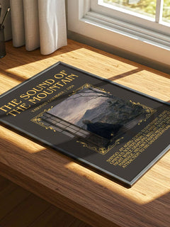 The Sound of the Mountain Minimalist Book Poster by Yasunari Kawabata – print on a sunlit desk