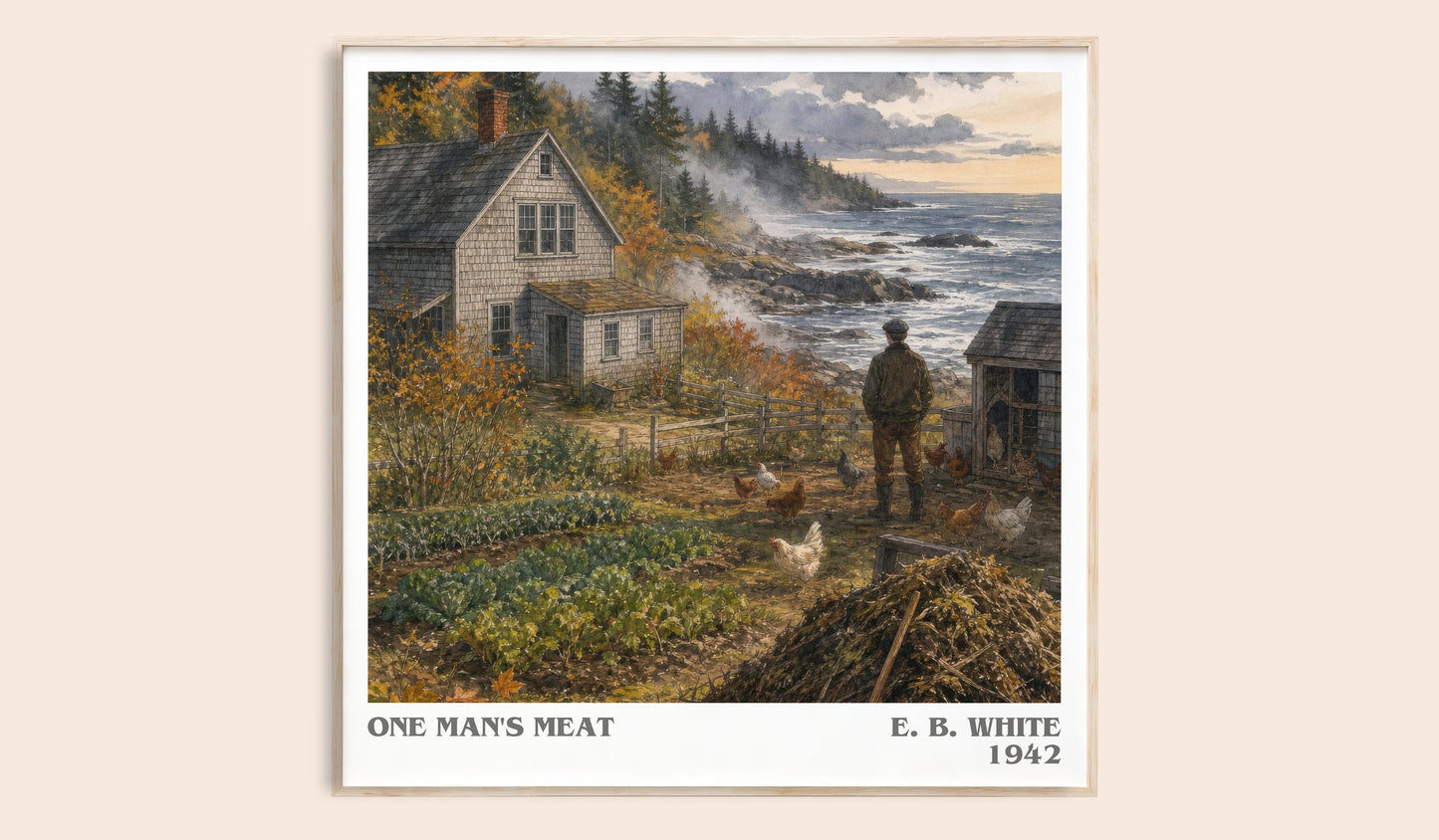 One Man'S Meat literary book poster by E. B. White – framed literary art print
