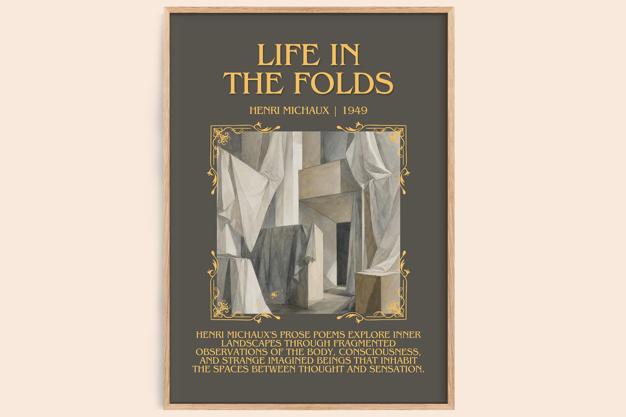 Life In The Folds Minimalist Book Poster by Henri Michaux