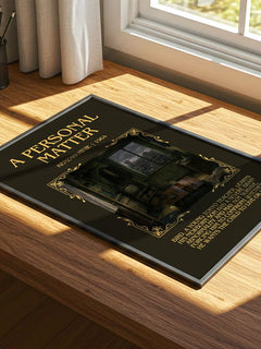 A Personal Matter Minimalist Book Poster by Kenzaburō Ōe – print on a sunlit desk