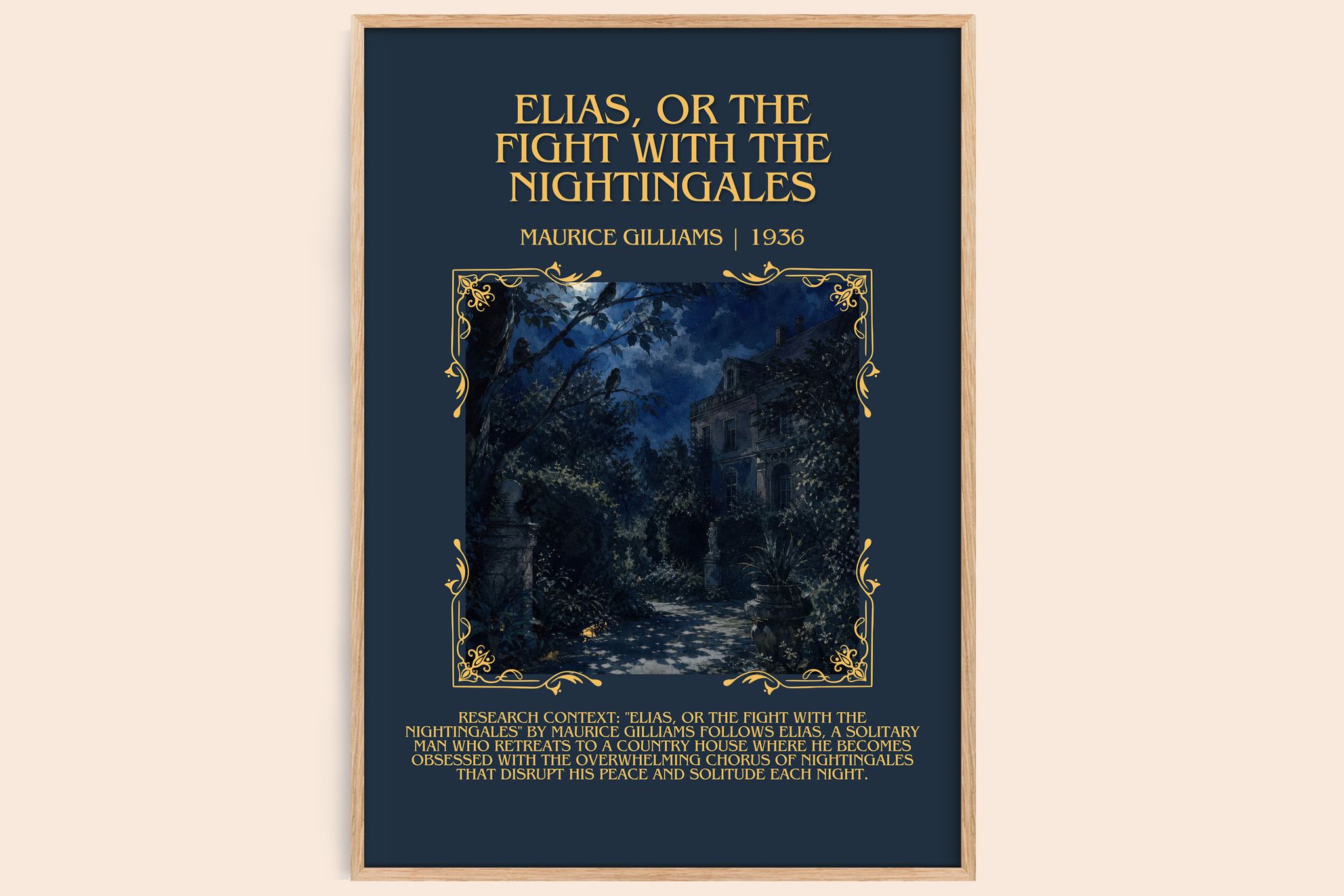 Elias, Or The Fight With The Nightingales Minimalist Book Poster by Maurice Gilliams
