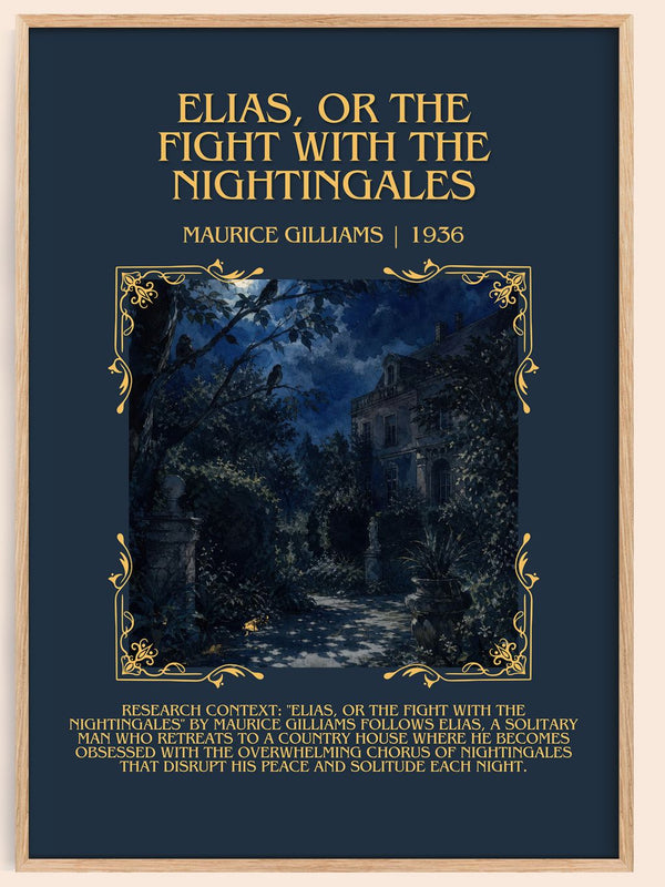 Elias, Or The Fight With The Nightingales Minimalist Book Poster by Maurice Gilliams – book poster
