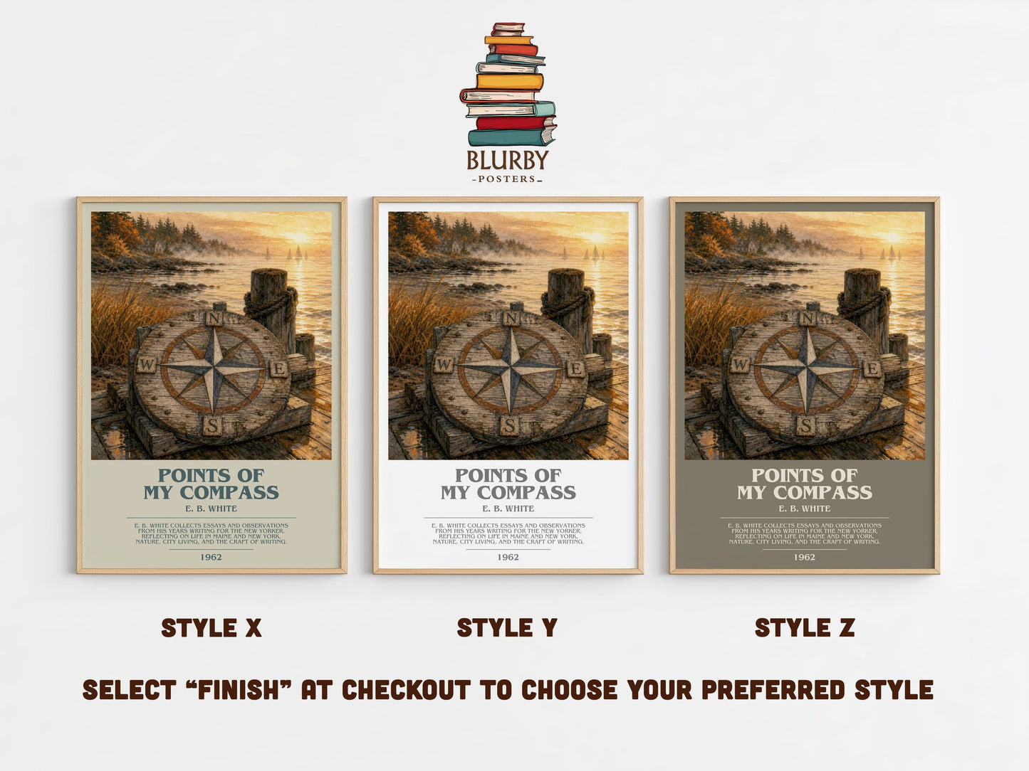 Points Of My Compass bookish print in frame leaning in hallway – non fiction wall art