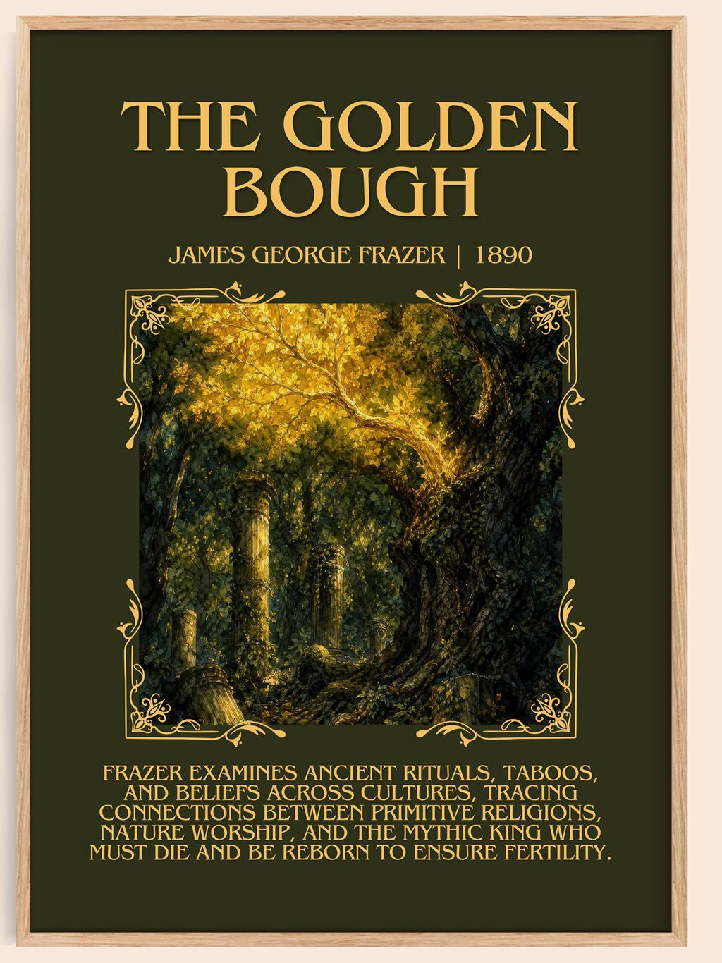The Golden Bough Minimalist Book Poster by James George Frazer – book poster