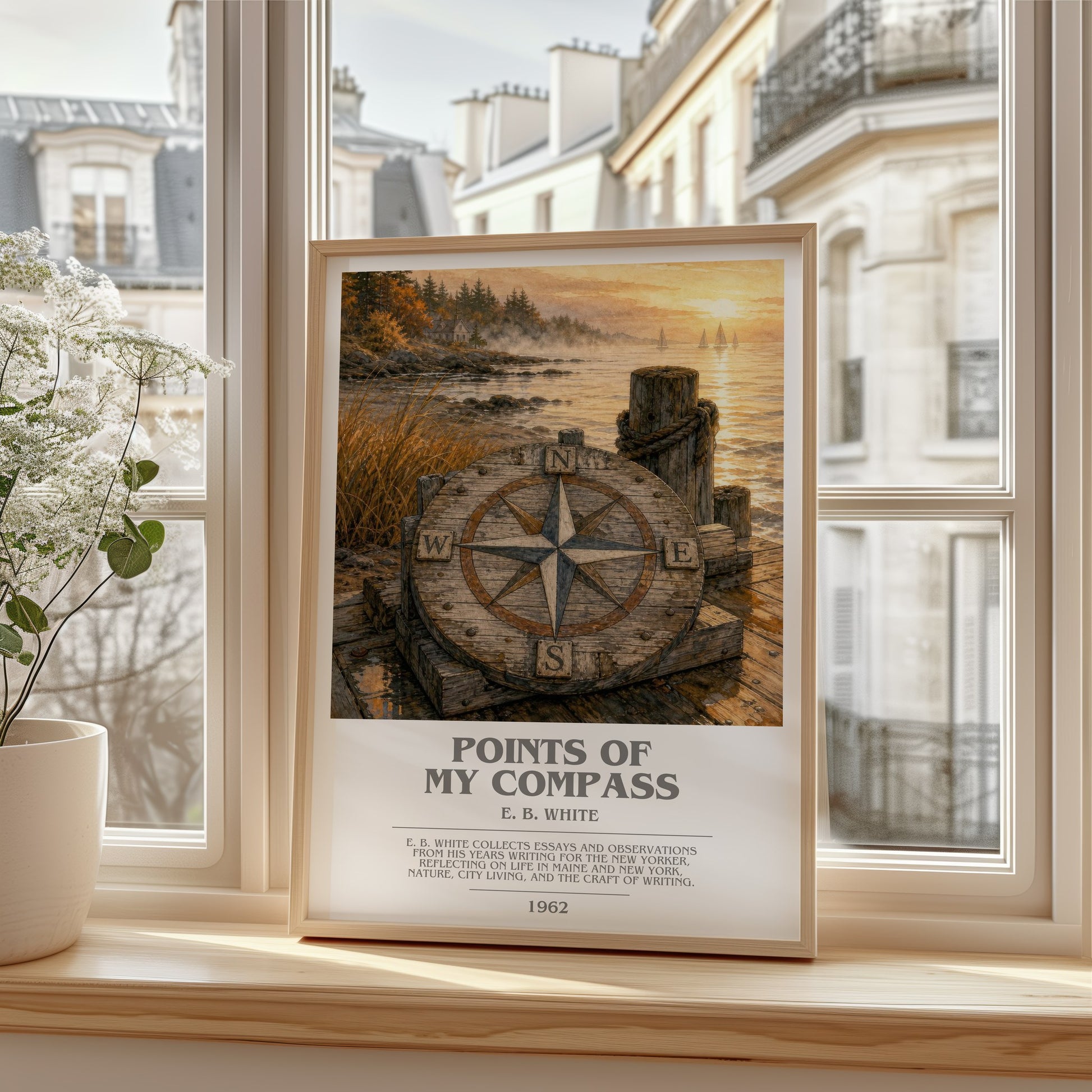 Points Of My Compass bookish poster colour and style options – E. B. White book art