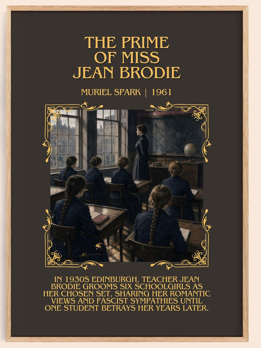 The Prime of Miss Jean Brodie Minimalist Book Poster by Muriel Spark – book poster