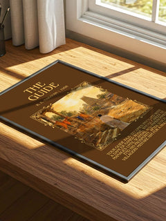 The Guide Minimalist Book Poster by R. K. Narayan – print on a sunlit desk