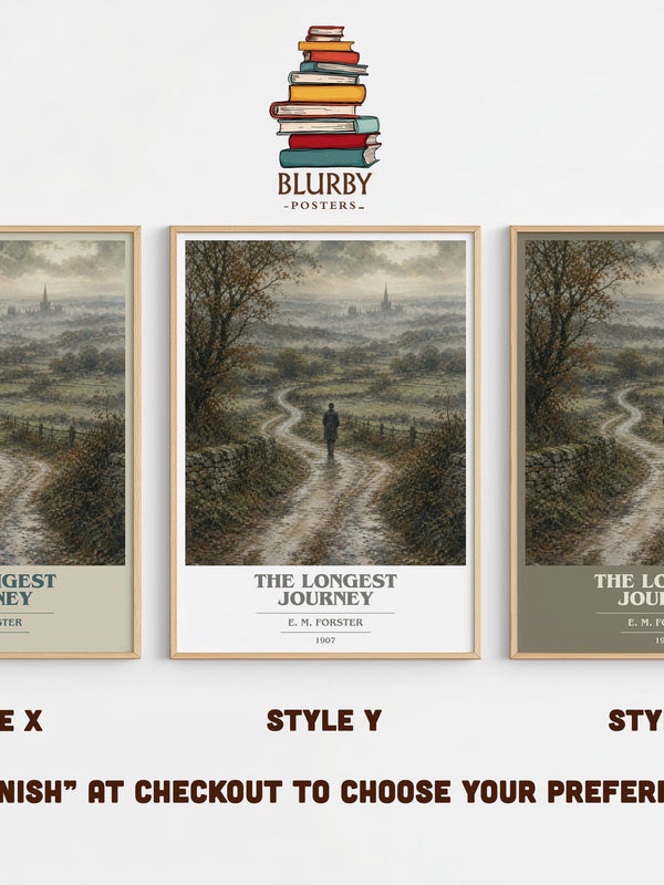 The Longest Journey book cover print in frame leaning in hallway – classic literature wall art
