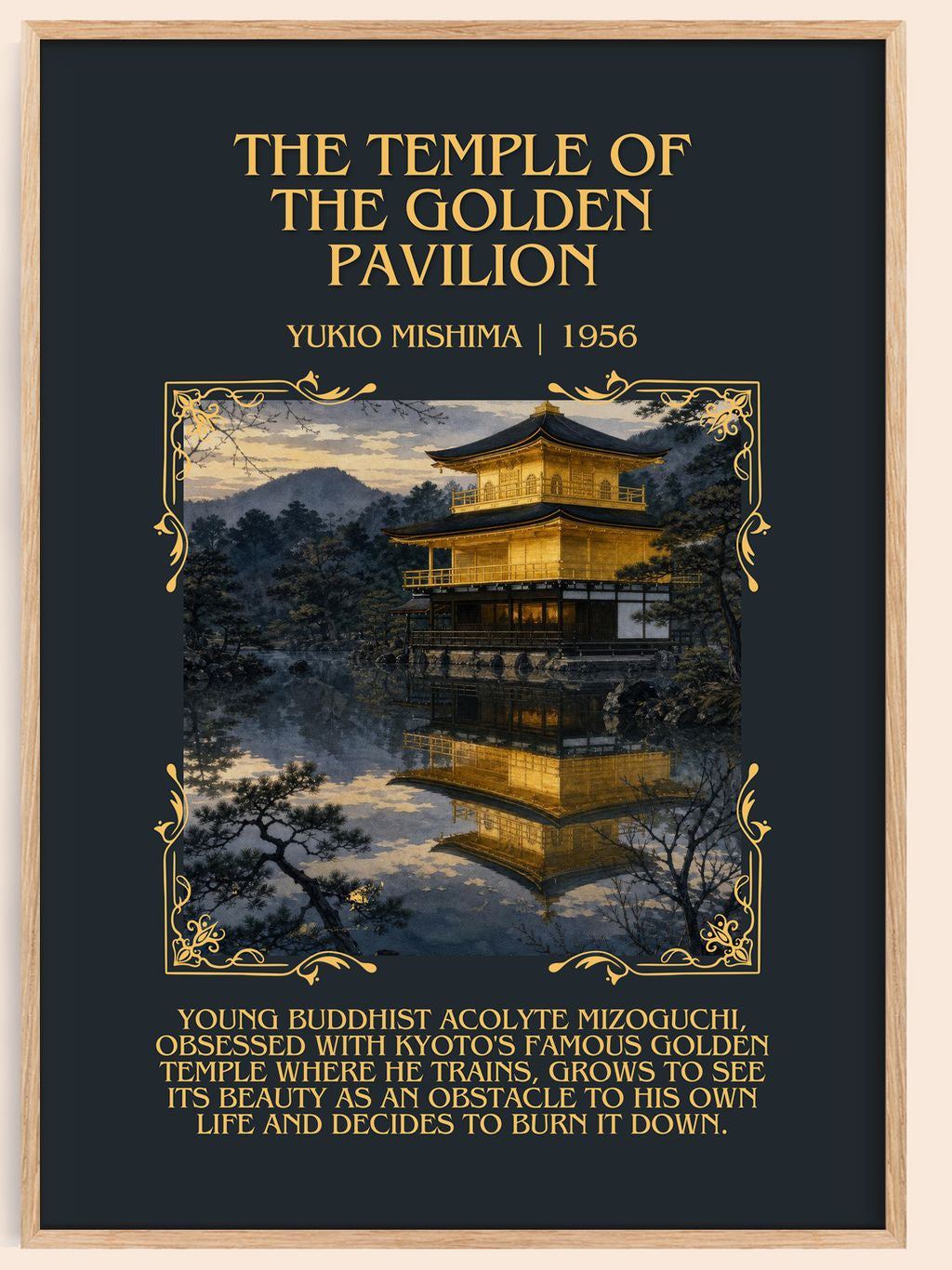 Temple of the Golden Pavilion Minimalist Book Poster by Yukio Mishima – book poster