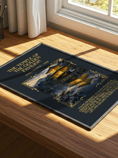 Temple of the Golden Pavilion Minimalist Book Poster by Yukio Mishima – print on a sunlit desk