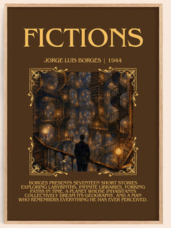 Fictions Minimalist Book Poster by Jorge Luis Borges – book poster