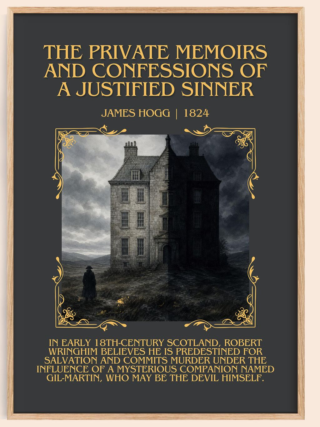 The Private Memoirs and Confessions of a Justified Sinner Minimalist Book Poster by James Hogg – book poster