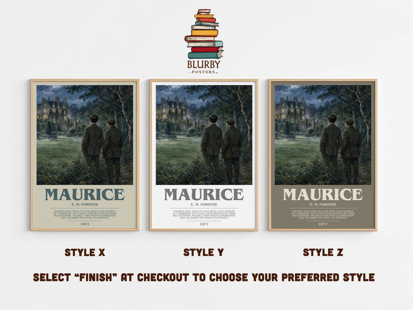 Maurice bookish print in frame leaning in hallway – literary fiction wall art