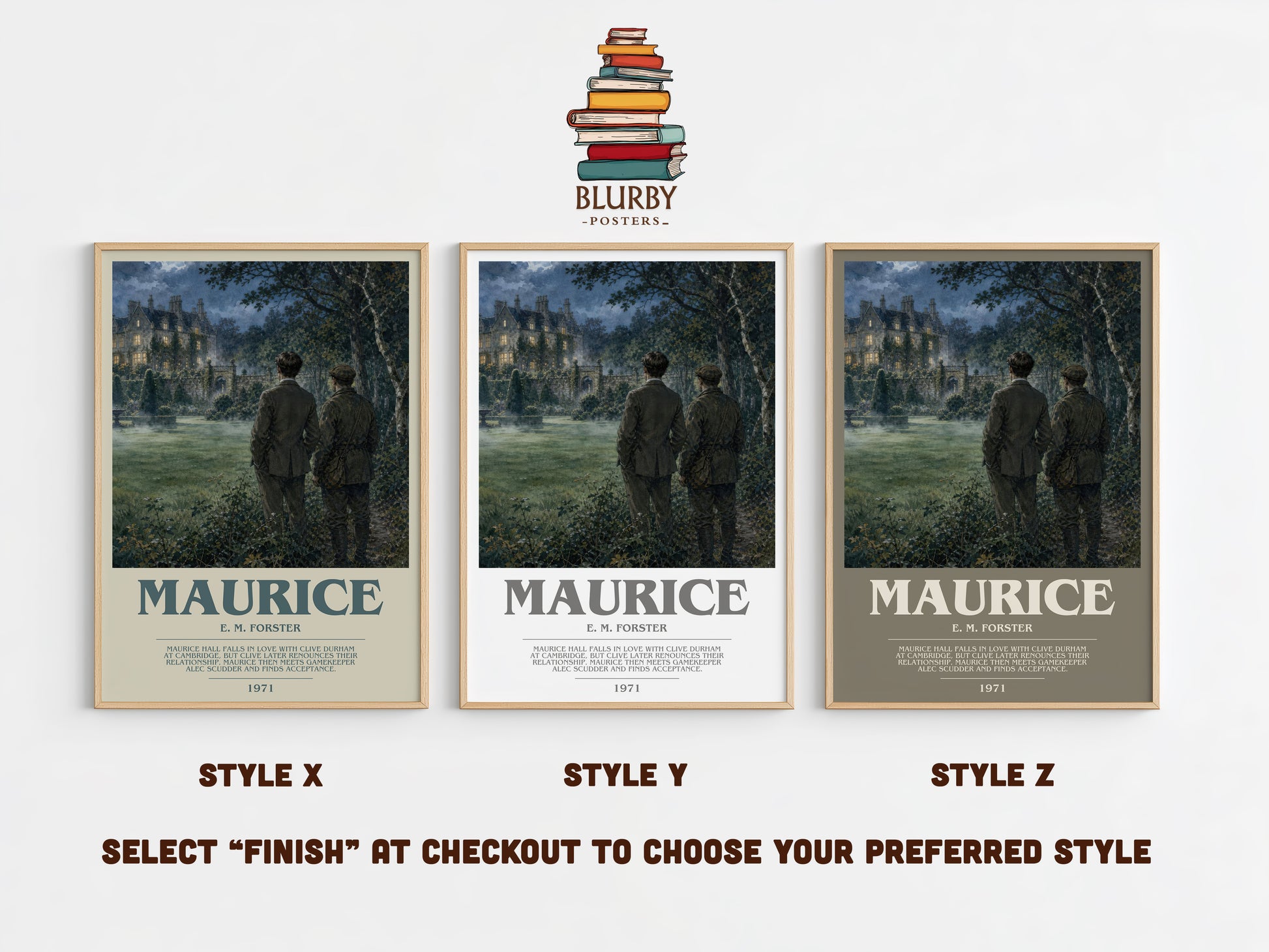 Maurice bookish print in frame leaning in hallway – literary fiction wall art